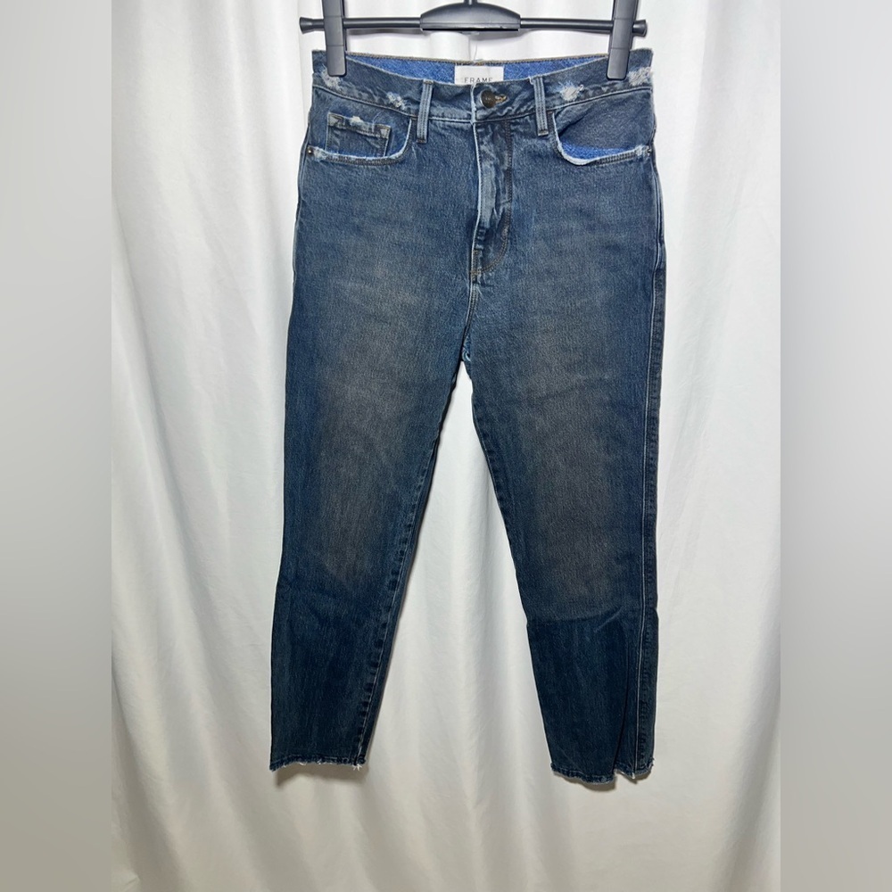 Frame Denim Jeans Women's Le Sylvie Crop Camenita Distressed Hem | 26